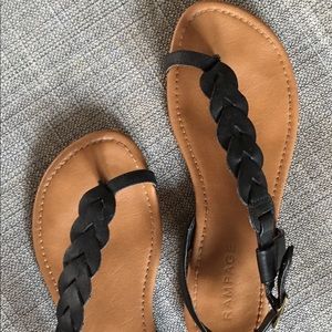 Rampage woven leather sandals, black, 8.5